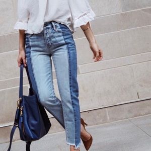 American Eagle High Waisted Two Toned Jeans